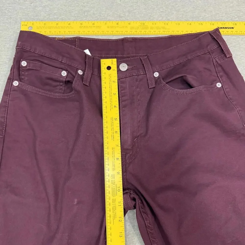 Levis 514 Slim Mens 33x32 Maroon Chino Jeans‎ Casual Burgundy Preppy Gorpcore